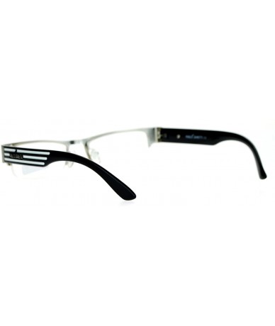 Rectangular Pablo Zanetti Eyeglasses Rectangular Half Rim Clear Lens Glasses - Silver Black - C3189OIEH4D $11.19