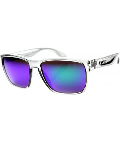 Sport Crystal Action Sports Square Frame Sunlasses with Flash Lens - Clear-grey Midnight - CK11Y9UFJCN $7.99