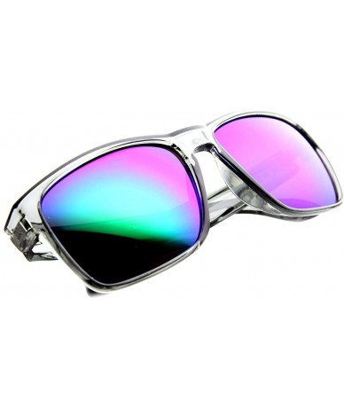 Sport Crystal Action Sports Square Frame Sunlasses with Flash Lens - Clear-grey Midnight - CK11Y9UFJCN $7.99
