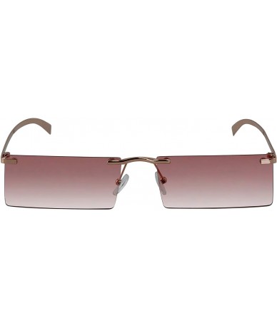 Rimless Rectangle Rimless Metal Frame Retro Sunglasses Fashion Men Women Glasses - Pink - CX197DZUA0H $12.49