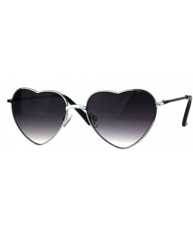 Rectangular Womens Heart Shape Chain Arm Metal Rim 70s Sunglasses - Silver Smoke - C2180CC89ZC $12.99