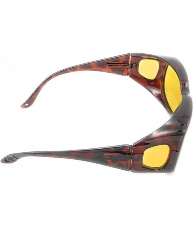 Oversized Polarized Night Driving Fit Over Wear Over Reading Glasses Sunglasses - Extra Large - Tortoise - CZ18ZZS8LTD $28.31