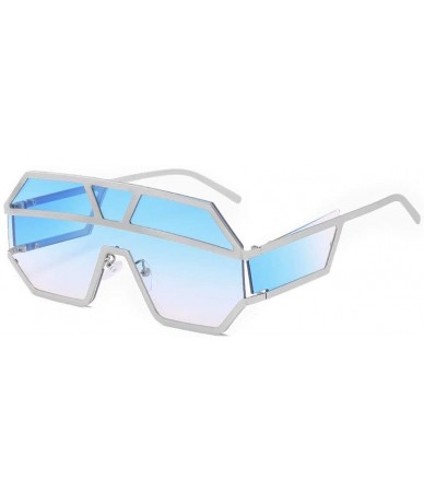 Oversized Personality Oversized Sunglasses Protection - Silver/Blue - C818XQI4CCL $41.59