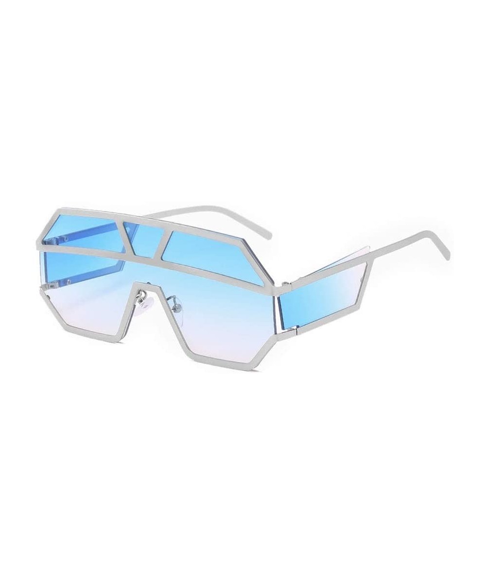 Oversized Personality Oversized Sunglasses Protection - Silver/Blue - C818XQI4CCL $41.59