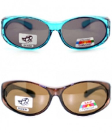Oversized 2 Women's Polarized Fit Over Oval Sunglasses Wear Over Eyeglasses - Blue / Brown - C212KLY6WBH $49.95