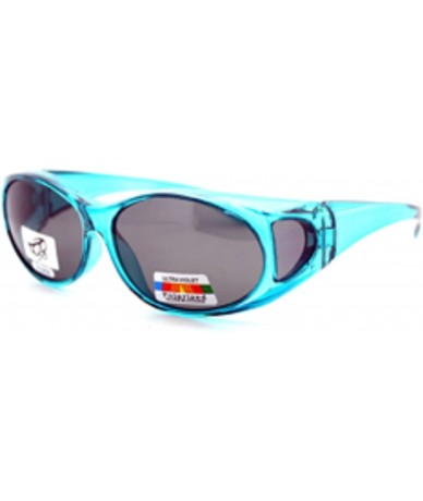 Oversized 2 Women's Polarized Fit Over Oval Sunglasses Wear Over Eyeglasses - Blue / Brown - C212KLY6WBH $22.33