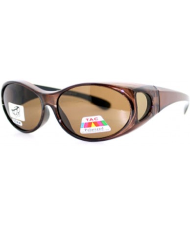 Oversized 2 Women's Polarized Fit Over Oval Sunglasses Wear Over Eyeglasses - Blue / Brown - C212KLY6WBH $22.33
