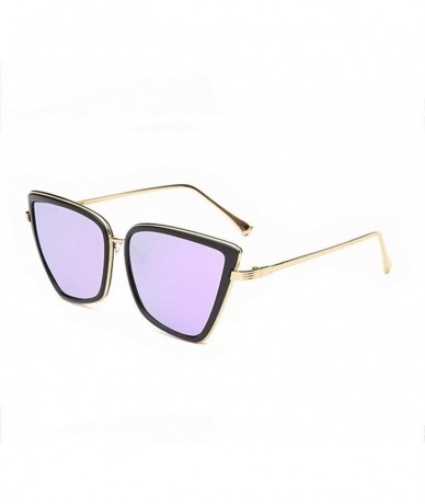 Oversized Cat Eye Sunglasses Women Metal Coating Frame Shades UV Protection - C2 - CB190OC7SUY $24.53