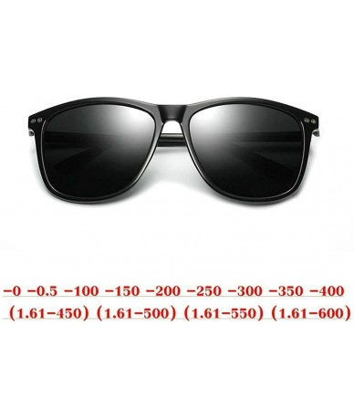Square Finished Myopia Polarized Sunglasses Women Nearsighted Glasses Fashion square men's driving goggles UV400 - Black - C7...