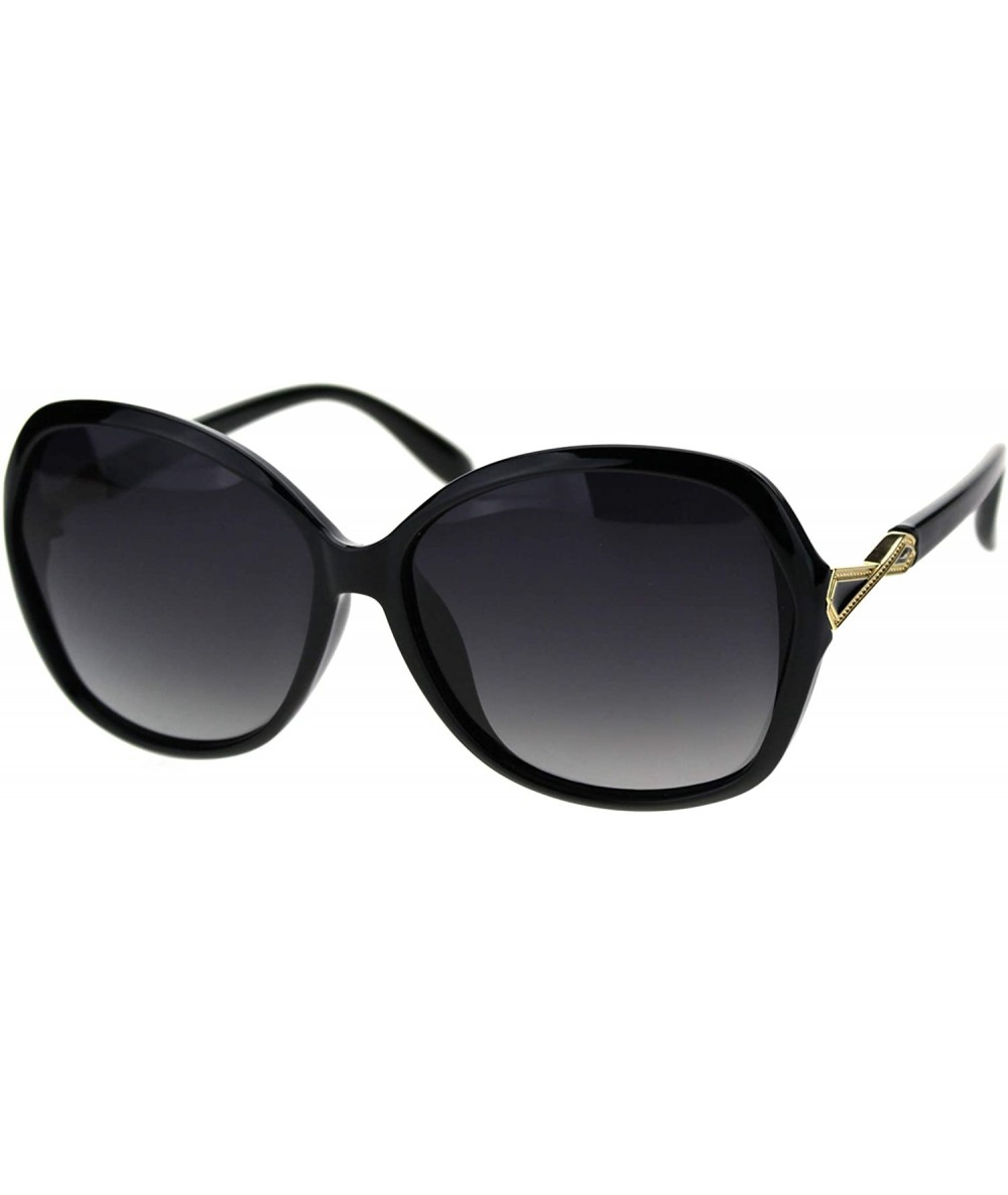 Butterfly Polarized Lens Womens Geometric Art Deco Jewel Butterfly Sunglasses - Black Smoke - CJ18TO708L3 $13.89
