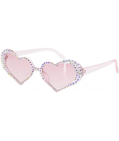 Goggle Sparkling Heart Shape Frame Crystal Sunglasses UV Protection Rhinestone Sunglasses - Pink - CI18AG0I38C $19.64