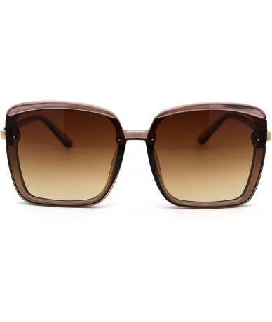 Butterfly Womens Designer Fashion Rectangular Half Rim Sunglasses - All Brown - C918YWC599G $23.25