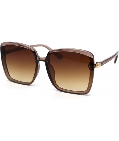 Butterfly Womens Designer Fashion Rectangular Half Rim Sunglasses - All Brown - C918YWC599G $12.38