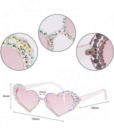 Goggle Sparkling Heart Shape Frame Crystal Sunglasses UV Protection Rhinestone Sunglasses - Pink - CI18AG0I38C $19.64