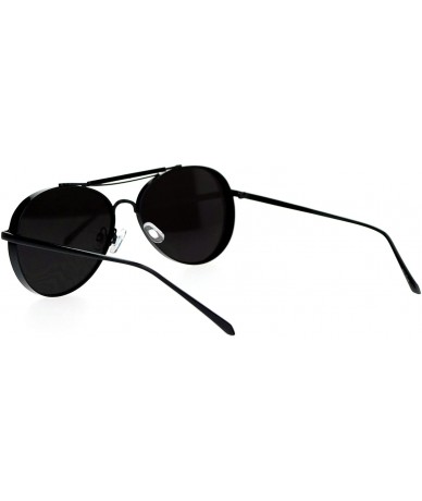 Aviator Unisex Round Aviator Sunglasses Flat Metal Frame Flat Mirror Lens UV 400 - Black (Silver Mirror) - CS1872OY5NE $15.33