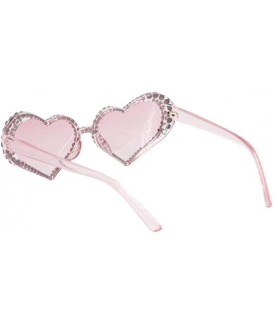 Goggle Sparkling Heart Shape Frame Crystal Sunglasses UV Protection Rhinestone Sunglasses - Pink - CI18AG0I38C $19.64