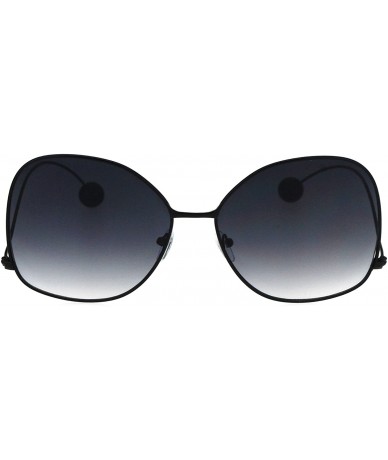 Oversized Womens Oversize Gradient Lens Swan Drop Temple Metal Rim Diva Sunglasses - Black Smoke - C017XQC55E9 $23.08