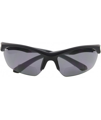 Sport Retro Mens Womens Sports Half-Rimless Bifocal Sunglasses - Black Frame/Grey Arm - CD189X5ILAN $9.07