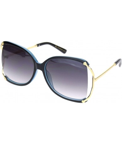 Butterfly Womens Luxury Exposed Side Lens Squared Butterfly Sunglasses - Black Blue Gradient Black - CC18NUTNMAL $25.22