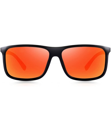 Sport Polarized Square Sunglasses for Men Sports Aluminum Legs O8132 - Red Mirror - CM18QCN38AO $14.66