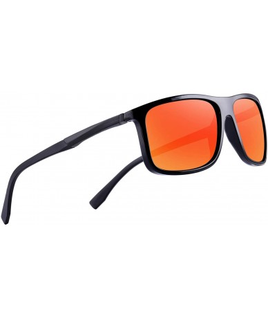 Sport Polarized Square Sunglasses for Men Sports Aluminum Legs O8132 - Red Mirror - CM18QCN38AO $14.66