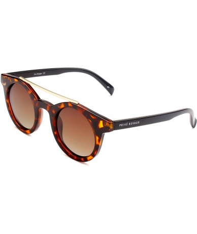 Cat Eye ICON Collection "The Reagan" Handcrafted Round Polarized Sunglasses - Chestnut Brown Tort/Grey - C618688ZUZS $23.13