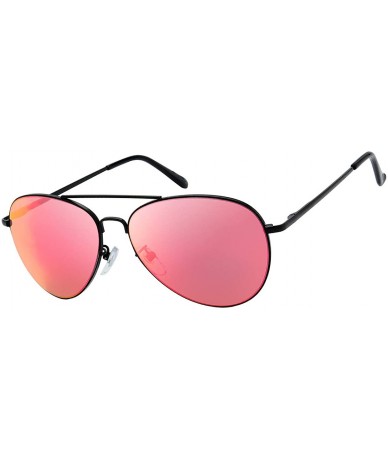 Sport Classic Metal Frame Mirror Lens Aviator Sunglasses with Gift Box - 34-black (Spring Temple) - CR18SHSTO2M $22.76