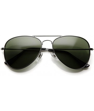 Aviator Original Classic Metal Standard Aviator Sunglasses - Nickel Plated Frame - Gunmetal / Green - CV11DT5BHLV $24.31