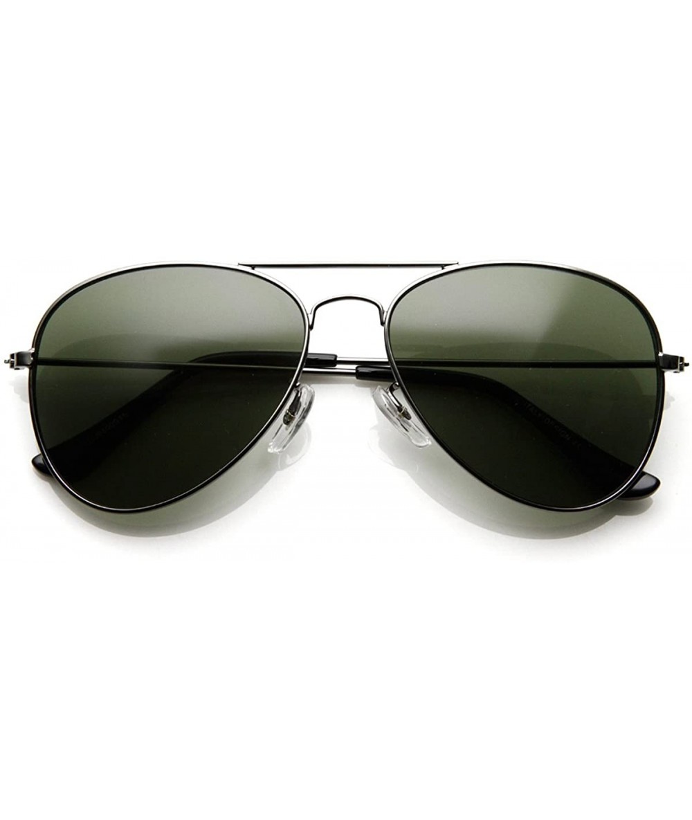 Aviator Original Classic Metal Standard Aviator Sunglasses - Nickel Plated Frame - Gunmetal / Green - CV11DT5BHLV $14.52
