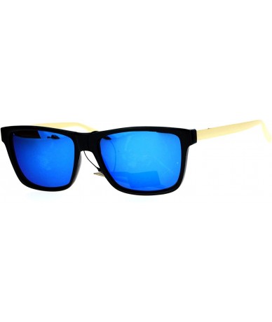 Rectangular Luxury Metal Arm Narrow Rectangular Mens Sunglasses - Blue Revo - C912IVI5BHB $10.04