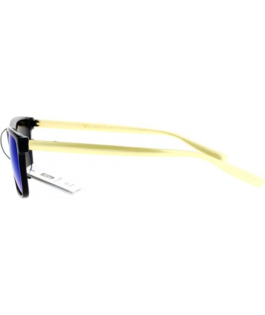 Rectangular Luxury Metal Arm Narrow Rectangular Mens Sunglasses - Blue Revo - C912IVI5BHB $10.04