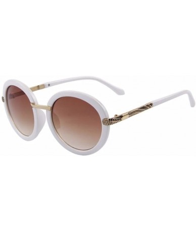 Rimless Women Fashion UV400 Round Sunglasses Alloy Legs Gradient Lens Glass Eyewear - White - C417Z78ZRDY $9.32