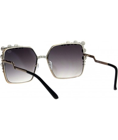 Oversized Womens Rhinestone Sunglasses Oversized Square Gold Metal Frame UV 400 - Gold - CB18KZYMXL3 $14.06