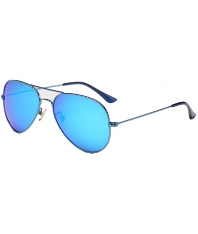 Aviator Women's Full Mirrored Aviator Polarized Sunglasses Uv400 56mm - Blue/Blue - CP12FPZNP8Z $11.54