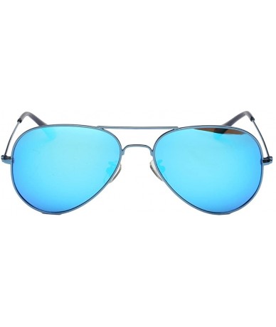Aviator Women's Full Mirrored Aviator Polarized Sunglasses Uv400 56mm - Blue/Blue - CP12FPZNP8Z $11.54