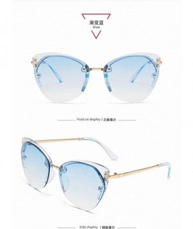 Oversized Women'S Sunglasses - Marine Film - Cat'S Eye - Half Frame Sunglasses - Fashion Glasses - Style 4 - CB18U0G6W5T $17.79