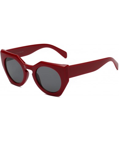 Cat Eye Modern Fashion Round Geometric Cat Eye Designer Sunglasses - White - C318I5YSOKK $18.26