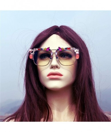Oversized Oversize Square Sunglasses Women Fashion Luxury rhinestone Sunglasses Big Shades Transparent Sun Glasses Female - C...