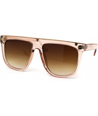 Rectangular Mens Metal Flat Top Trim Luxury Mafia Mob Sunglasses - Peach Brown - CJ18Z3K5M3U $8.04