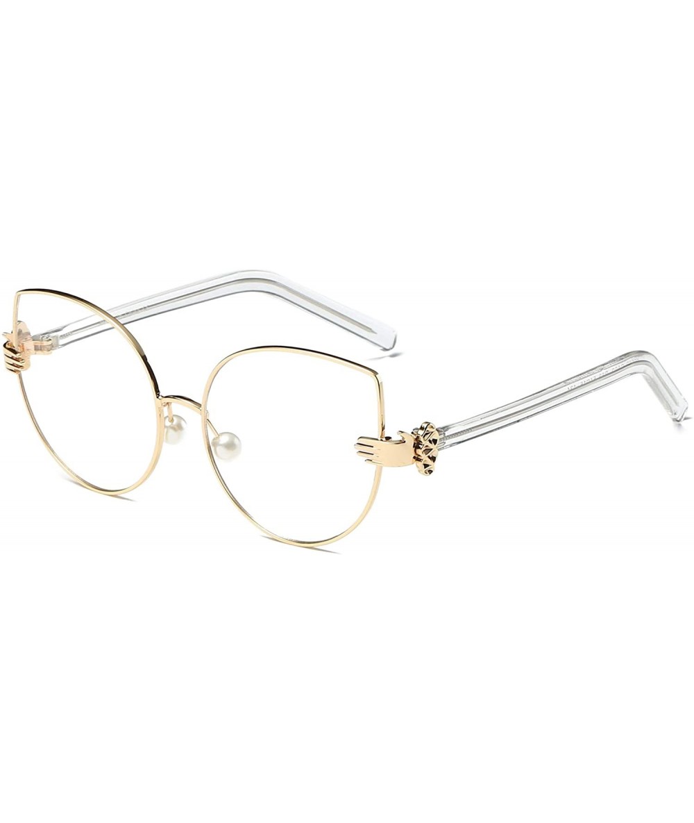 Goggle Women Fashion Round Cat Eye Sunglasses - Clear - CG18WTI8NHL $25.17