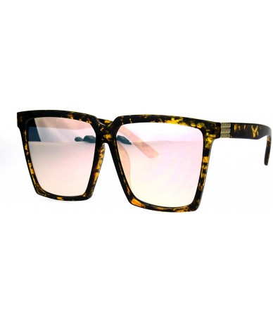 Oversized Womens Oversized Sunglasses Square Designer Frame Mirror Lens UV 400 - Tortoise (Pink Mirror) - CS186HYAX0C $24.60