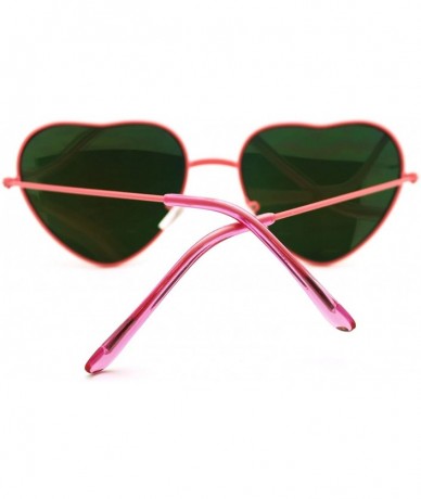 Round Love Heart Sunglasses Multicolor Reflective Lens Metal Frame - Pink - CX11IFAPMND $10.01