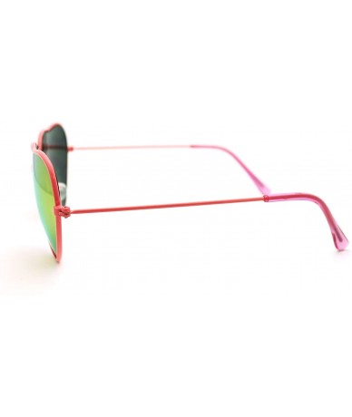 Round Love Heart Sunglasses Multicolor Reflective Lens Metal Frame - Pink - CX11IFAPMND $10.01