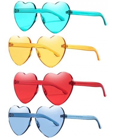 Rimless Heart Shaped Sunglasses Love Rimless Sunglasses Candy Color Eyewear for Women Men-12 Pieces(Random Color) - CI18U0LL0...