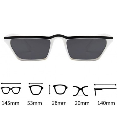 Rectangular Mens Womens Small Square Cat Eye Style Mirrored Sunglasses Retro UV400 - White Frame & Black Top & Gray Lens - C6...