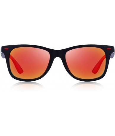 Square Ultra Lightweight Retro Rectangular Rivets Polarized Sunglasses-100% UV protection - Red Mirror - CV18MH7OG6U $18.45