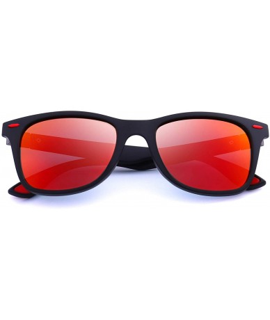 Square Ultra Lightweight Retro Rectangular Rivets Polarized Sunglasses-100% UV protection - Red Mirror - CV18MH7OG6U $18.45