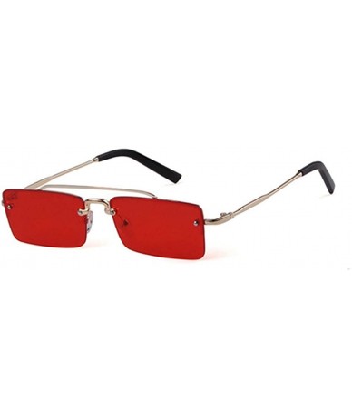 Rimless Vintage Rectangular Sunglasses Designer Rectangle - C4 - CV197ZR45E6 $10.18