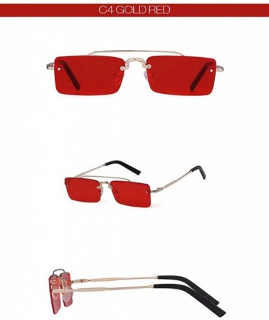 Rimless Vintage Rectangular Sunglasses Designer Rectangle - C4 - CV197ZR45E6 $10.18