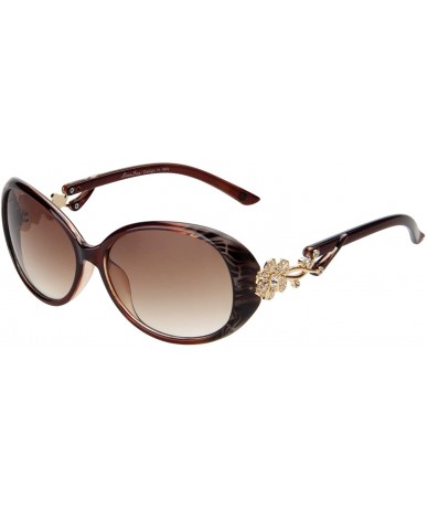 Oval Designer Womens Oversized Sunglasses Fashion with Crystals GD103 - Coffee - CQ188Z996HS $13.48